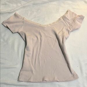 Brandy Melville Cream Lace Trim Blouse